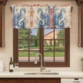thumbnail image 6 of Blue Red Coastal Curtain Valances for Windows, Kitchen Valance Window Treatments Panel 2 Pack, Beach Starfish Coral Vintage Seahorse Rod Pocket Short Curtains for Bathroom Bedroom 42 x 18 Inch, 6 of 8