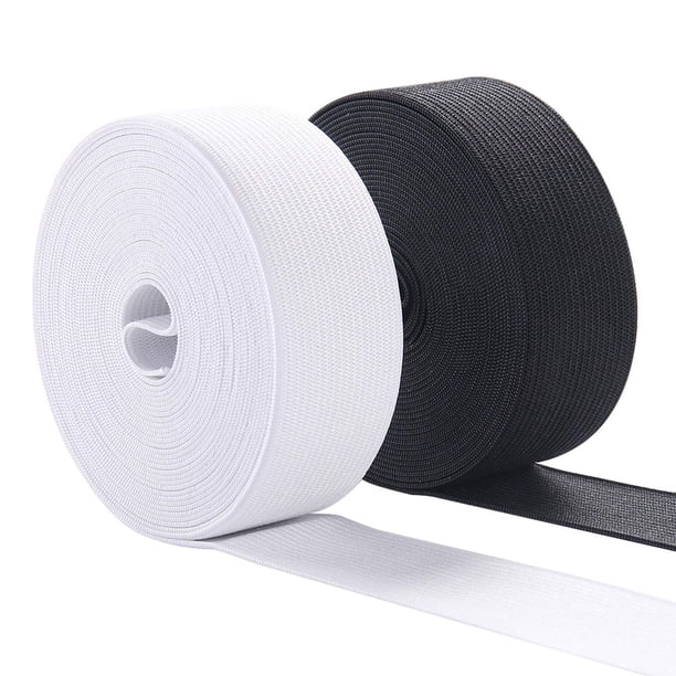 Bandas elásticas de 1-1/5 pulgadas de ancho, banda elástica de punto de alta elasticidad para coser elástico por The Yard 10 yardas (5 yardas de blanco, 5 yardas de negro)