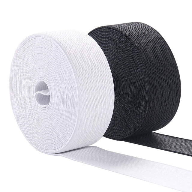 Bandas elásticas de 1-1/5 pulgadas de ancho, banda elástica de punto de alta elasticidad para coser elástico por The Yard 10 yardas (5 yardas de blanco, 5 yardas de negro)