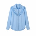 thumbnail image 3 of TaTaai Ladies Spring Summer V Neck 3/4 Sleeve Solid Top Splicing Elegant Soft Comfortable Casual Fashion Daily Commute Blouse Gift, 3 of 5
