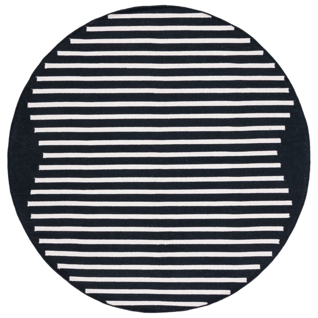 SAFAVIEH Montauk Amadine Striped Cotton Area Rug, Black/Ivory, 5' x 8'