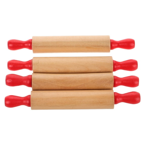 DEEPCRAFF 4Pcs Child Rolling Pin for Baking Tasks Ergonomic Design Wooden Mini Roller Kitchen Supplies