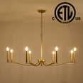 thumbnail image 2 of Gold Chandeliers for Dining Room, 8-Light Brass Chandelier Light Fixture Over Table Modern Candle Chandelier 44in Master Bedroom Chandeliers Lighting for Entry Foyer Bathtub Living Room, 2 of 8