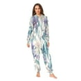 thumbnail image 5 of 1 Piece Adult Onesie Pajamas Cozy & Loose-Fit Sleepsuit Loungewear with Pockets Watercolor Orchids and Lilies Medium, 5 of 7