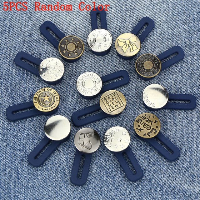 5pcs Button Extender For Pants, Adjustable Waist Button, Retractable Waistband Expander, Random Color, No Sew Buttons, Easy To Use And No Tools Require, Non-elastic, Extended Length Is 0.71in