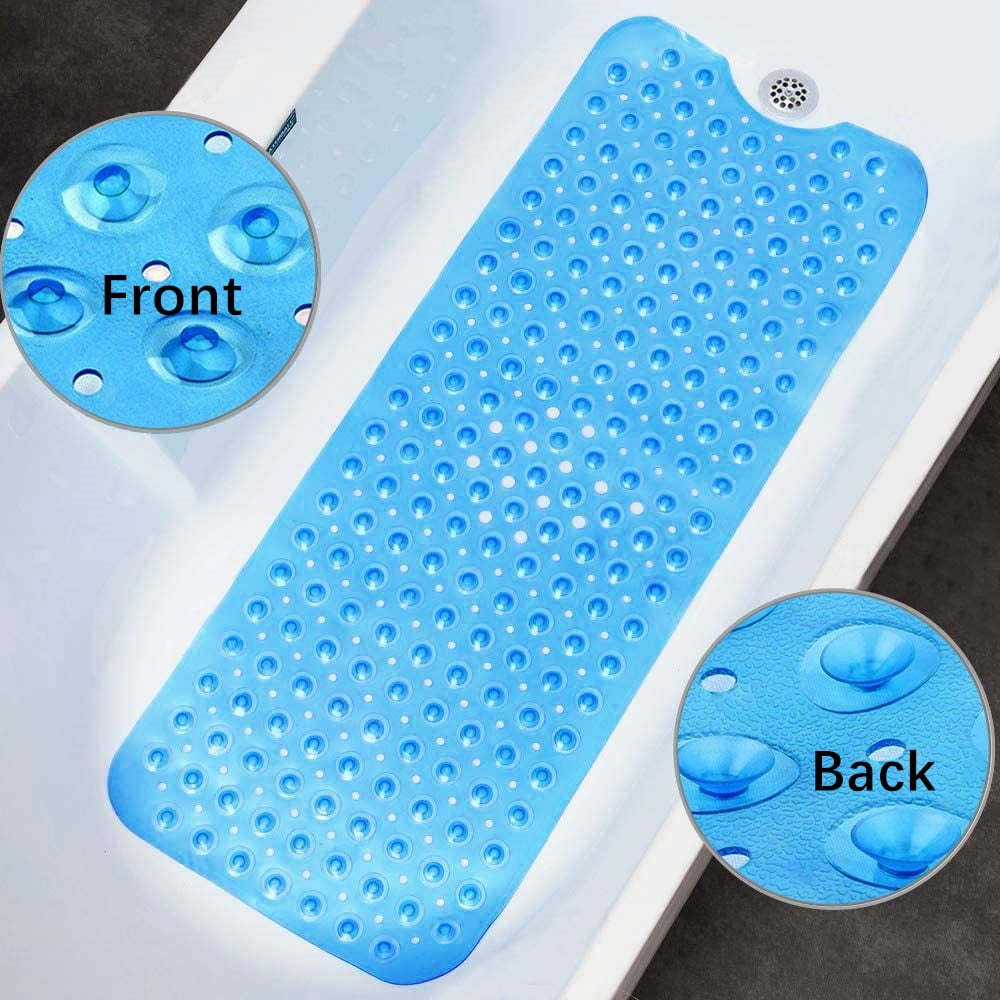 Anti-Bacterial Non Slip Extra Long Bath Mat 40"x16" Suction Cups Shower Tub Rug 