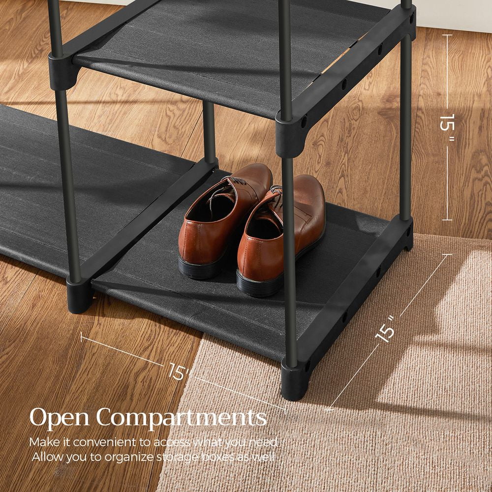 Songmics Home Closet Organizer with Hanging Rod & Shelves, Space-Saving Freestanding Portable Wardrobe for Bedroom, Black