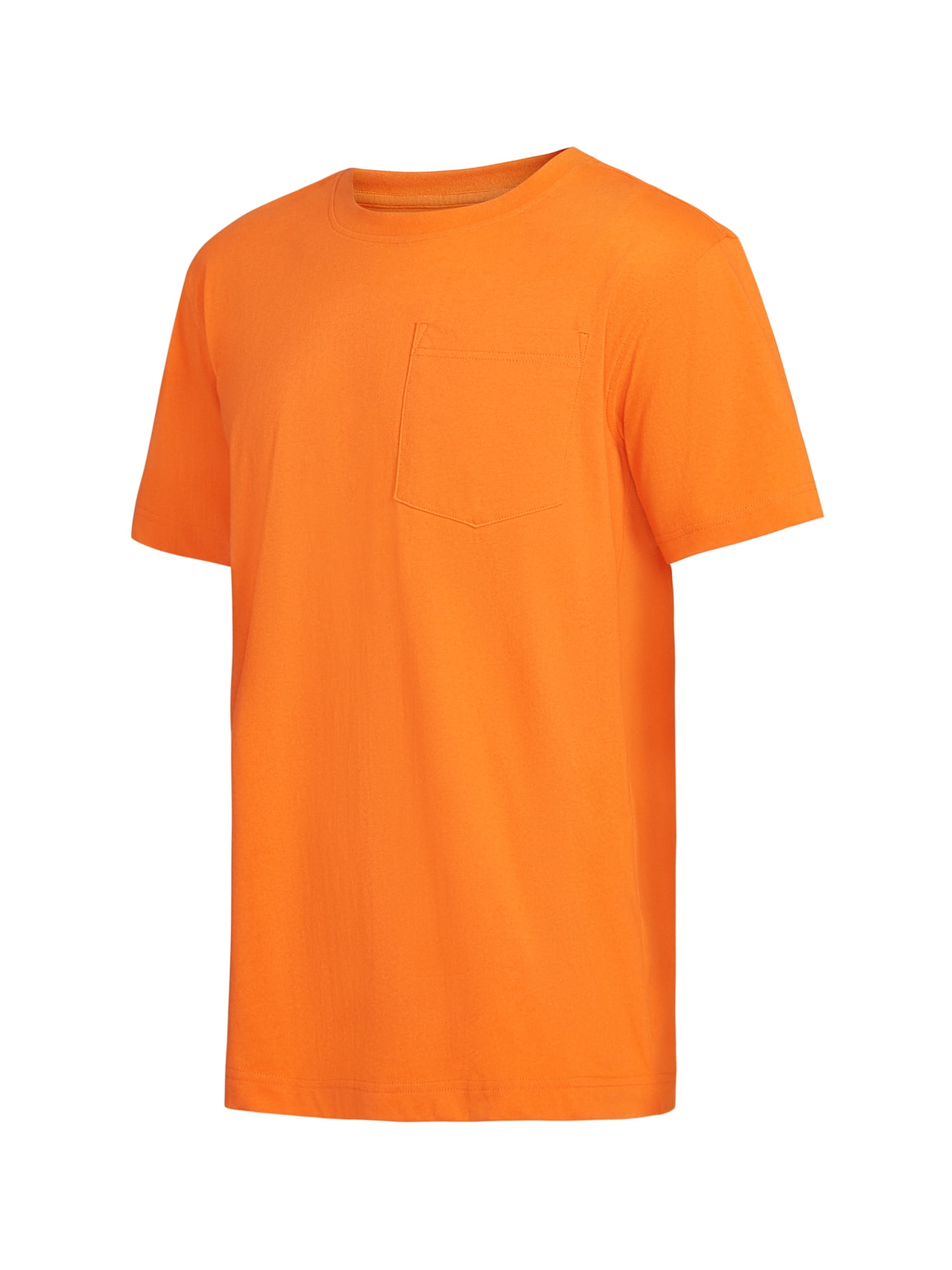 Brahma Men's Pocket T-Shirts Moisture-Wicking Short Sleeve Work Shirt, Black/Orange, 2-Pack