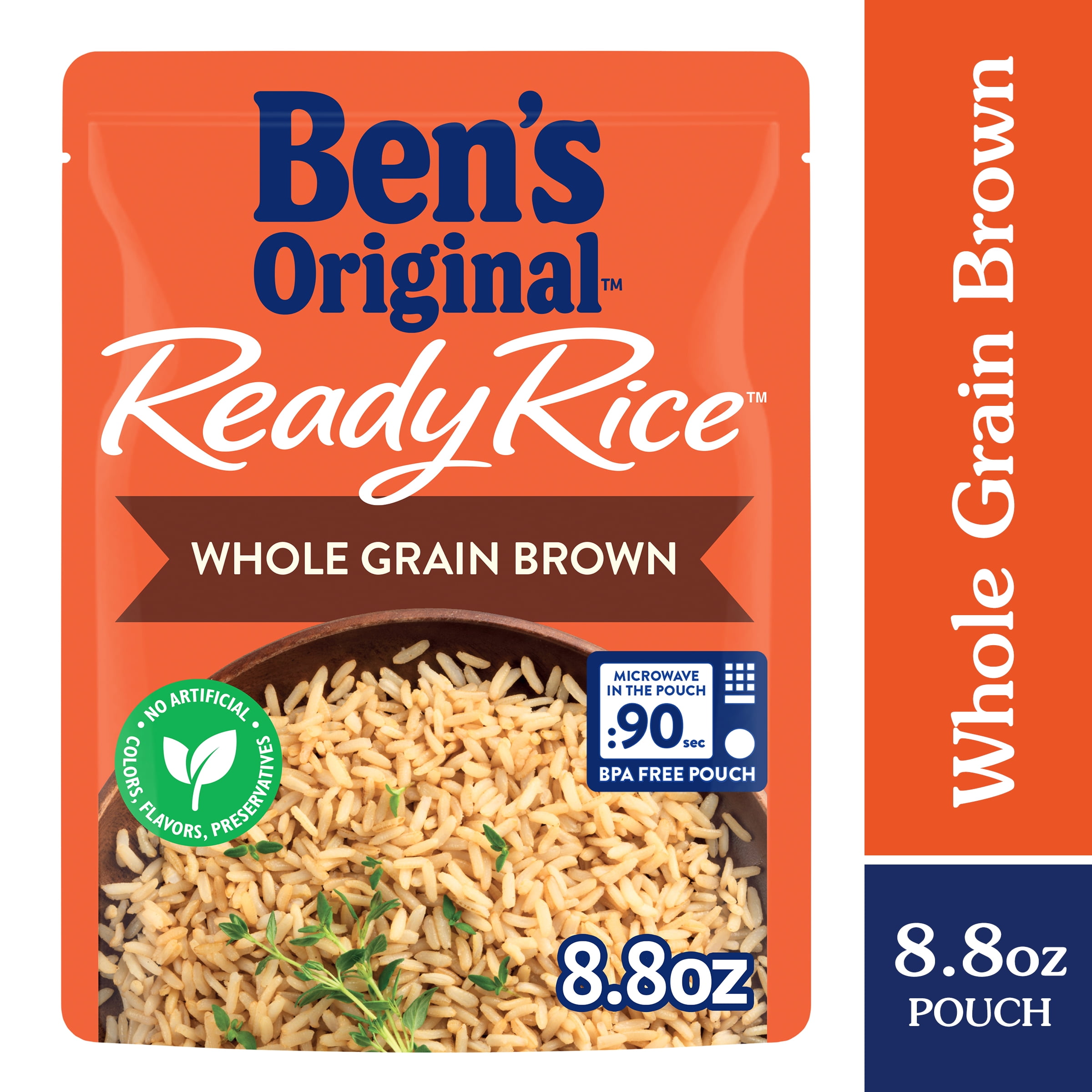 BEN'S ORIGINAL Ready Rice Whole Grain Brown Rice, Easy Dinner Side, 8.8 OZ Pouch