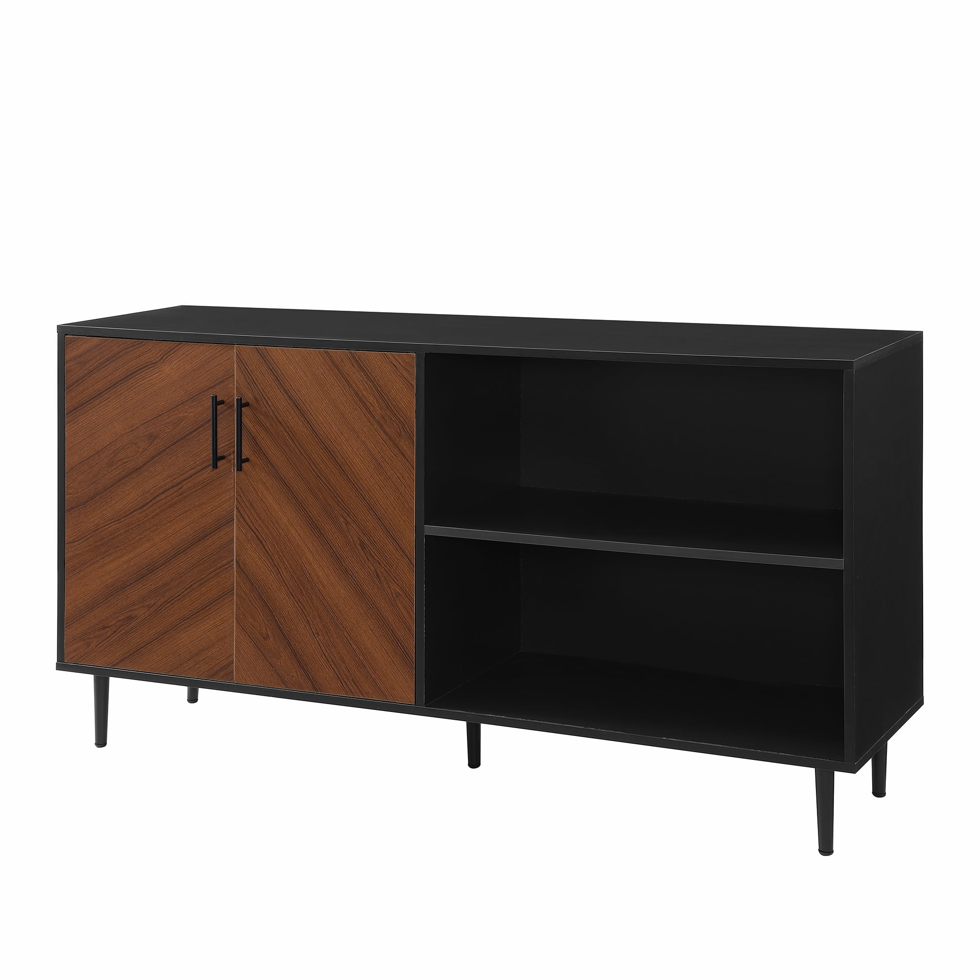Walker Edison Asymmetrical Bookmatch TV Stand for TVs up to 65", Black