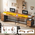 thumbnail image 4 of Sarifur L Shaped Computer Desk with Charging Station and LED Lights, 66 inch PC Table Study Desk 6 Drawers for Bedroom,Office Rustic Brown, 4 of 6