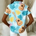 thumbnail image 4 of Fgvctg Hawaiian Button Down Shirt Women Tropical Floral Print Summer Beach Shirts Trendy Button Down Short Sleeve Shirt Casual Plus Size Vacation Clothes Blue 2XL, 4 of 5