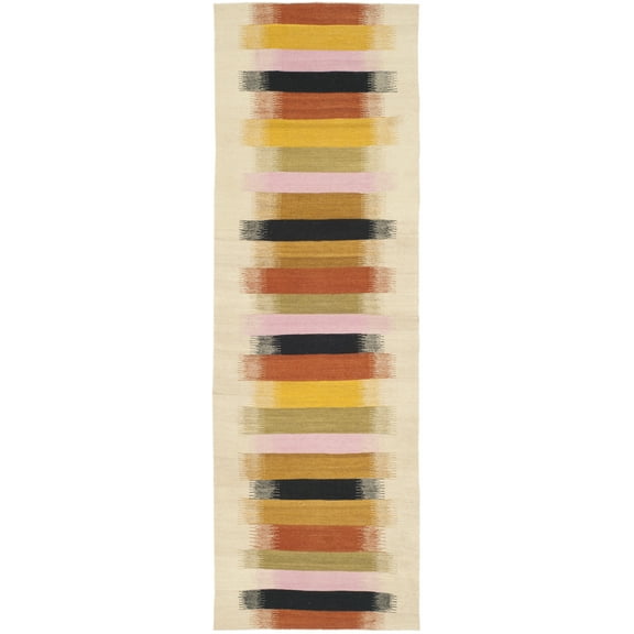 SAFAVIEH Dhurries Harland Geometric Runner Rug, Beige/Multi, 2'6" x 8'