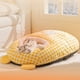 thumbnail image 5 of Cápsula Cerrada Bolsa de Dormir Cama para Mascotas para Gatos y Perros Pequeños, Nido de Invierno Plegable de Tela Suave con Cojín, Diseño Cálido para Interiores, 45x35cm Amarillo, 5 of 6