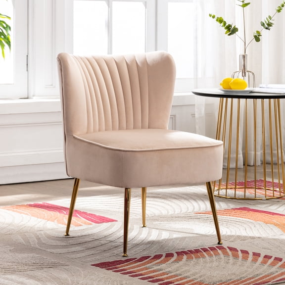 WestinTrends Furniture 22" Wide Tufted Velvet Accent Chair Seat with Gold Metal Legs, All Weather Resistant for Indoor, Den, Dining or Living Room, Bedroom