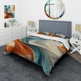 thumbnail image 1 of Designart "Fractal Curves in Motion Blue and Orange III" Abstract Fractal Bedding Covert Set - Abstract Blue Modern Bed Set With 2 Shams, 1 of 6