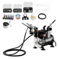 thumbnail image 1 of VEVOR Airbrush Kit Air Brush Kit 1/6 HP Air Compressor 3 Airbrushes 3 Tips Paint, 1 of 9