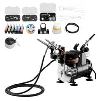 VEVOR Airbrush Kit, 1/6 HP, Air Brush Kit with Air Compressor, 3 Dual-Action Professional Airbrushes with 3 Tips, Hose, Acrylic Paint, Brush, Low Noise, for Cake Decorating, Model Painting, Nail Art