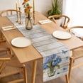 thumbnail image 3 of Table Runner 70 Inches Long for Kitchen Dining, Blue Tulip Dresser Scarf Farmhouse, Dining Table Decorations for Wedding/Parties, Vintage Spring Floral Retro Art Butterfly Wooden 13 x 70 In, 3 of 8