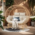 thumbnail image 6 of Yeahumalia 2-Person Glider Egg Chair, Patio Wicker Rocking Egg Loveseat Lounger Chair with Cushions, Yellow Frame, 6 of 10