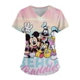 thumbnail image 2 of Uniforme de enfermera para mujer, camiseta de manga corta con cuello en V y estampado de Mickey Mouse de Disney, uniforme de enfermera de trabajo con bolsillos, 2 of 5