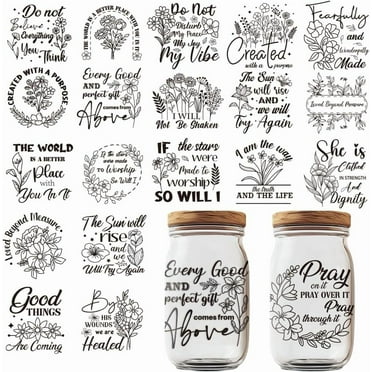10 Sheets UV DTF Cup Wraps 10 Styles Wildflower Transfer Stickers Cartoon Rub on Decals Waterproof Transfer Stickers for Glass Cups Wood Crafts
