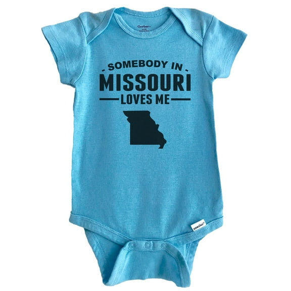 Somebody In Missouri Loves Me Baby Bodysuit - Missouri Baby Bodysuit (Blue), 0-3 Months