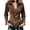Brown_#06, variant on Womens Western Suede Like Fringe Shirt Fitted Long Sleeve Collared Pullover Top with V Neck Detail and Fringe Trim