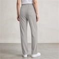 thumbnail image 5 of Fall Pants for Women Solid Color Chunky Ribbed Elastic Waist with Pocket Sports Trousers Soft Skin-Friendly Everyday Wear, 5 of 8