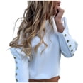 thumbnail image 1 of Birdeem Mode Décontractée Femmes Col Rond Couleur Unie Manches Longues Blouse, 1 of 6