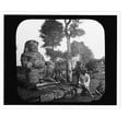 thumbnail image 2 of Historic Framed Print, Javanese man and 4 children in front of Buddhist idol at Borobudur [sic], 17-7/8" x 21-7/8", 2 of 9