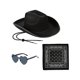 thumbnail image 5 of Sombrero de vaquero jinwen con pañuelo y gafas Negro, 5 of 8