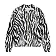 thumbnail image 4 of COEQINE Women's Short Bomber Jacket Zip Up Loose Fit Animal Zebra Stripes Short Jackets Loose Fit Stand Collar Cropped Coats 2025 Fall Fashion Varsity Shacket Y2k Tops, 4X-Large, Zebra Print, 4 of 7