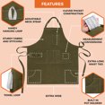 thumbnail image 2 of OPUX Chef Apron for Men, Kitchen Apron with Pockets for Women, Large Unisex Canvas Apron for Cooking Grilling BBQ Baking, Heavy Duty Apron for Work, Olive Green, 2 of 8