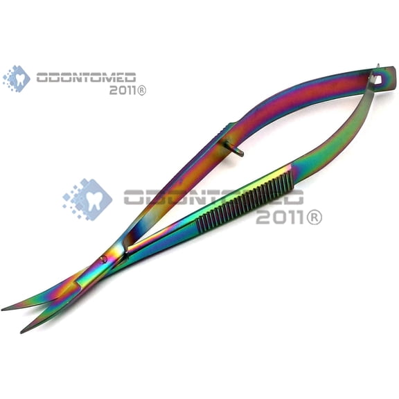 OdontoMed2011 Embroidery Scissors, Embroidery Snips, Thread Scissors, Thread Snips - 4.5" Length with Curved Blade - Multi Color Rainbow