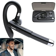 Bluetooth Business Headset with Earhooks, Wireless Bluetooth Earpiece V5.0 Hands-Free Earphones with Built-in Mic and Charging Case for Driving/Business/Office, Compatible with iPhone and Android