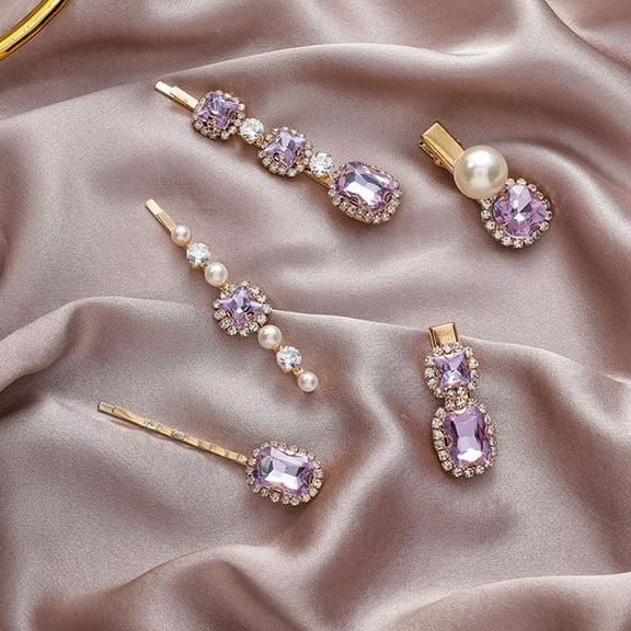 MERRYHAPY 5Pcs Rhinestone Hair Accessories Purple Decorative Hairpins