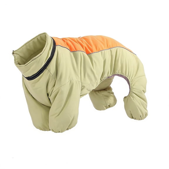 Dogs Fullbody Winter Snow Jacket, Zip Up Lining Dog Coat, Reflective Windproof Dog Snowsuit Jumpsuit with Harness, LightGreen,10