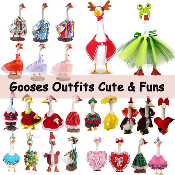 Christmas Lawn Goose Outfit for 23 Inch Goose Statue, Festive Goose Costume with Hat, Patio and Garden Seasonal Decor, Outdoor Lawn Goose Clothes, Holiday Goose Figurine Display, HAODEJW