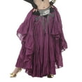 thumbnail image 2 of 720 degree Length 37.8" Tribal Dance Skirt Belly Dance Skirt Gypsy Skirt Big Swing Skirt Flax Dance skirt,darkpurple, 2 of 6