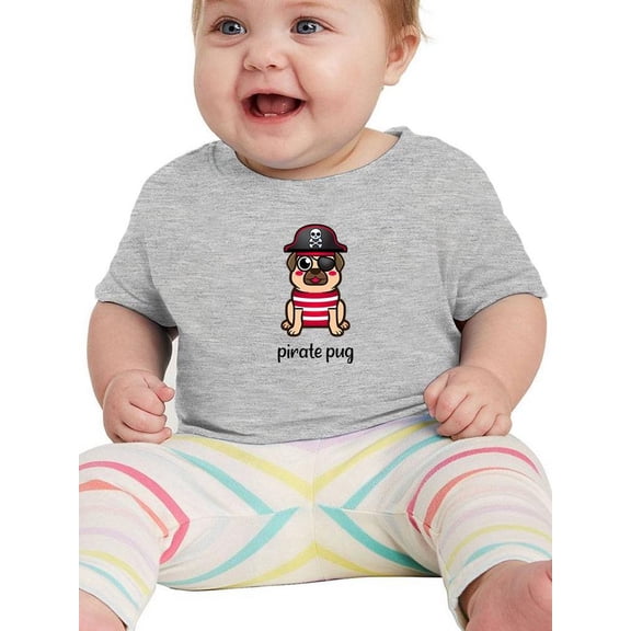 Cute Pirate Pug Doodle T-Shirt Infant -Image by Shutterstock,  12 Months