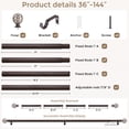 thumbnail image 6 of OLV Boho Curtain Rods 36-144" Heavy Duty with Wood Grain Leaf Finial,Walnut Wood-White, 6 of 9