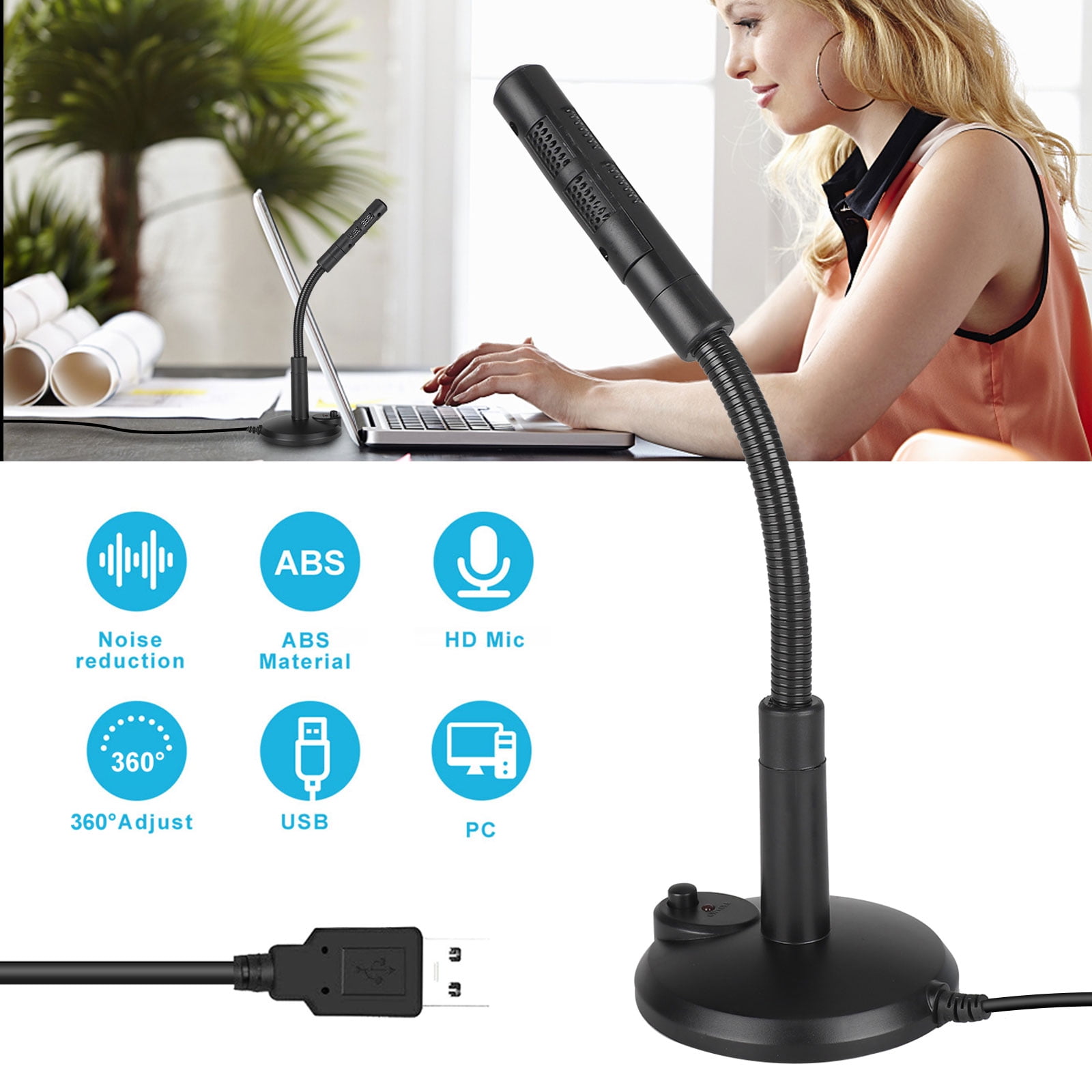 USB Computer Microphone, TSV Desktop Microphone PC Laptop Mic Voice