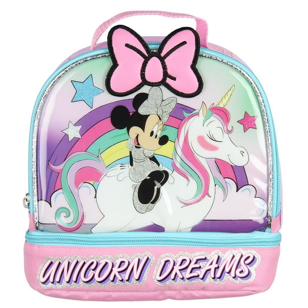 Disney Minnie Mouse Lunch Box Kids Unicorn Dreams Dual Compartment Dome Lunch Kit - Walmart.com