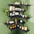 thumbnail image 4 of Fairy 5pcs Corner Floating Shelves for Wall, Rustic Wood Wall Shelves, 16.1x11.4 inches, Black, 4 of 6