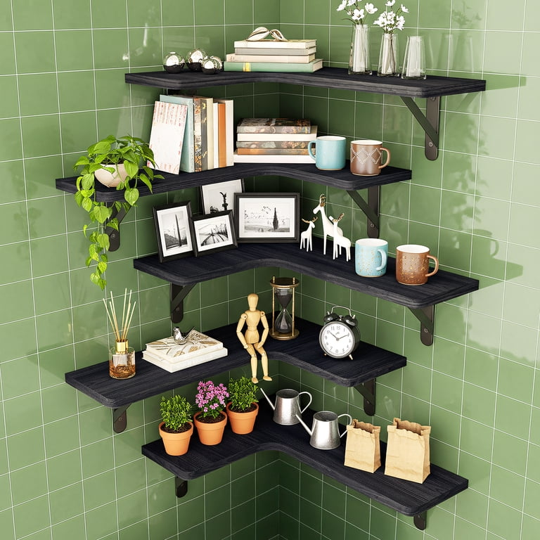 Fairy 5-Tier Arc Corner Floating Shelves, Black photo 4