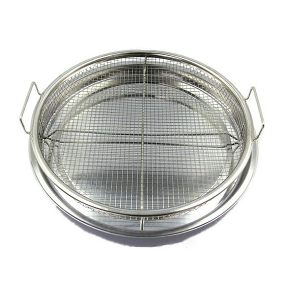 Air Fryer Basket for Oven,2 PCS Set Round Silver 11.8'' Non-stick Stainless Steel Mesh Air Fryer Baking Tray Accessories Rack Roasting Grill Basket for Convection Oven Air Fryer, Dishwasher Safe