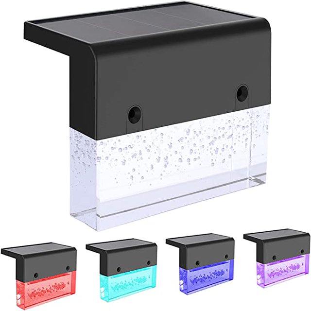 Luces solares para cubierta, paquete de 4, luces solares para exteriores, luz blanca cálida/que cambia de Color, luz solar para valla para Patio, jardín
