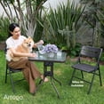 thumbnail image 2 of Mesa cuadrangular de vidrio estructura de acero café oscuro mesa compacta para terraza jardín balcón de 60cm, 2 of 8