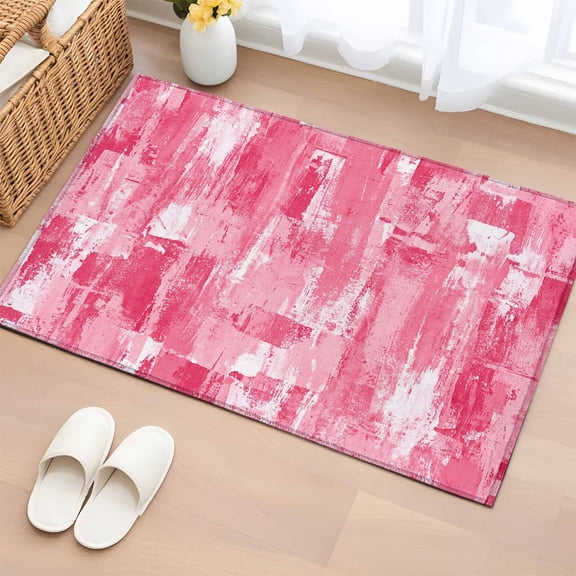 Rectangle Area Rugs 2 x 3 Ft, Pink Abstract Non-Slip Residential Carpet, Vintage Geometric Gradient Oil Painting Modern Indoor Crawling Mats Runner Rugs for Living Room/Dining Room/Bedroom